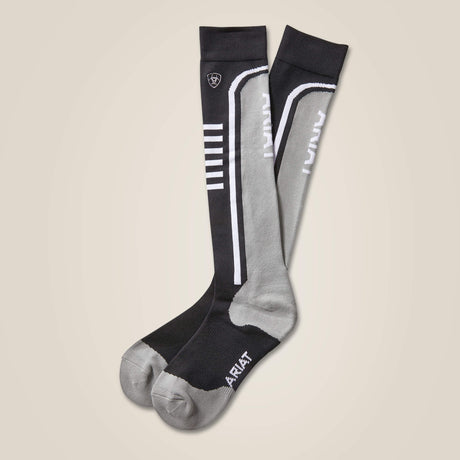 Ariat AriatTEK Slimline Performance Socks - Black/Sleet #colour_black #colour_black