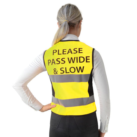 HyVIZ Waistcoat - Please Pass Wide & Slow by Hy Equestrian #colour_yellow-black