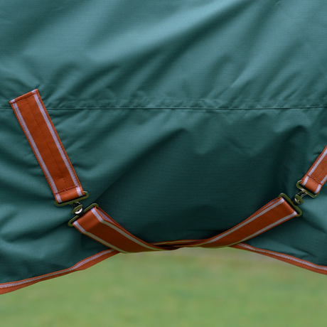 Weatherbeeta Comfitec Tyro Standard Neck Medium Turnout Rug #colour_green-burnt-orange-white