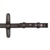Henry James Smooth Eventer Hybrid Rubber Reins With Leather Stoppers #colour_black