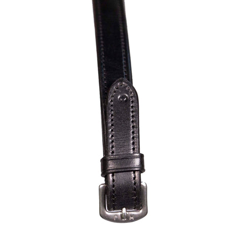 Henry James Calfskin Supergrip Reins With Stoppers #colour_black